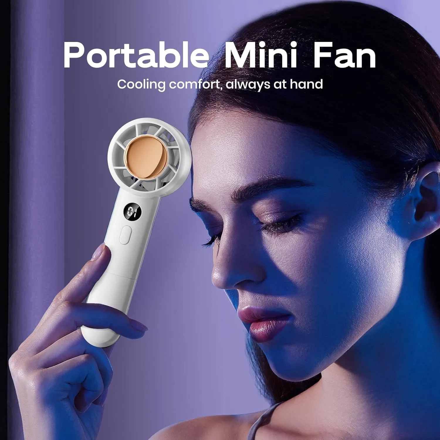 Portable Handheld Turbo Fan,Adjustable Mini Personal Fan, USB-C Rechargeable Battery Operated, Digital Display, Ultra-Quiet & Durable for Travel, Office, Gym, Outdoor (ABS Resin Exterior, Pink 2)