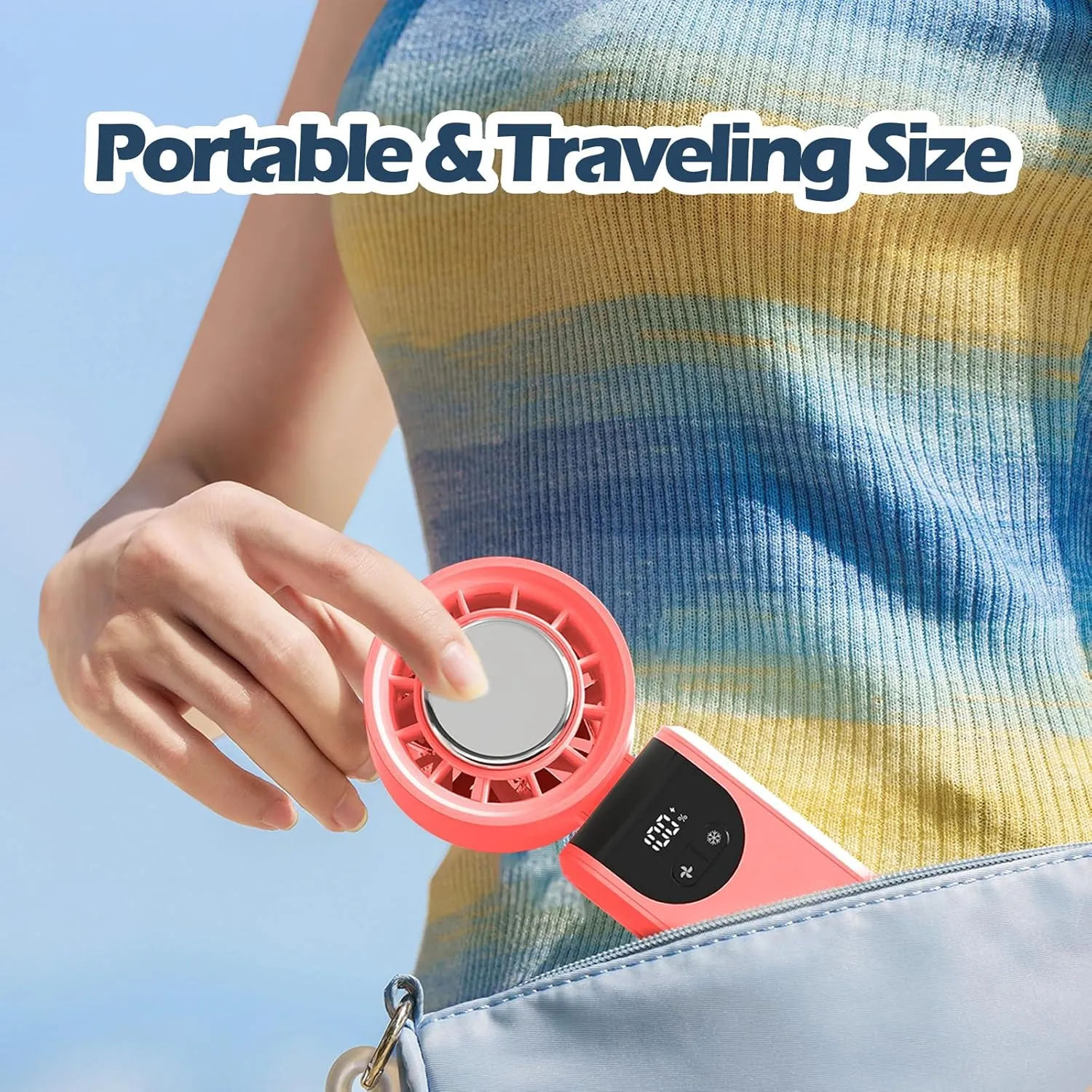 Portable Handheld Turbo Foldable Mini Personal Fan, Rechargeable 3-IN-1 Hand/Desk/Neck Fan Cooling Ice Fan,Travel Essentials Gifts for Women,Men, 12Hrs, 5000mAh, 100 Speeds Mini handheld fan for personal cooling