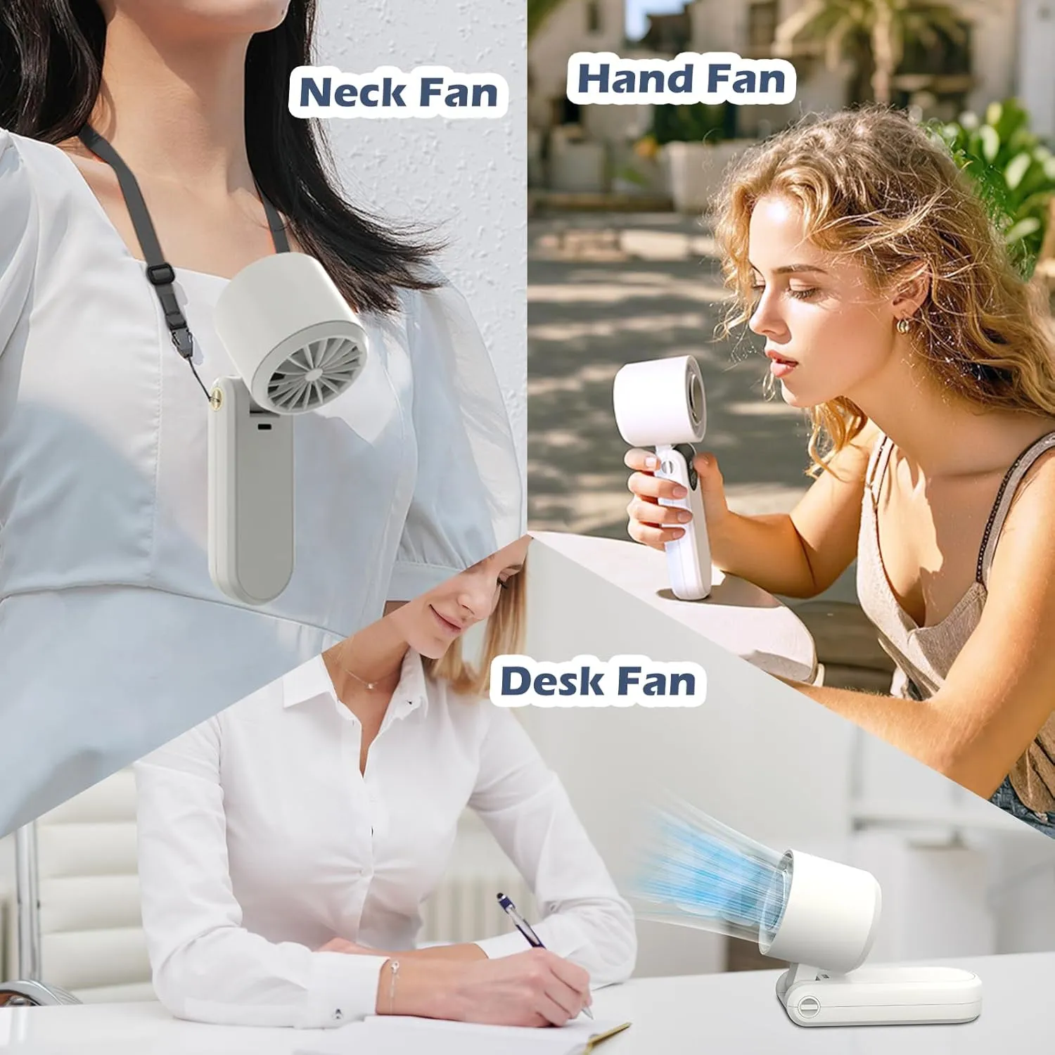Portable Handheld Turbo Foldable Mini Personal Fan, Rechargeable 3-IN-1 Hand/Desk/Neck Fan Cooling Ice Fan,Travel Essentials Gifts for Women,Men, 12Hrs, 5000mAh, 100 Speeds