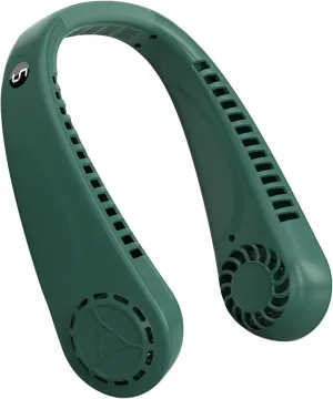 Portable Hands free Bladeless Hanging Neck Fans with Screen Display and 5 Speeds Levels, USB Rechargeable, 360 Cooling Wearable Personal Fan for Work Travel Sport Outdoor (Green) Neck fan for hands-free comfort