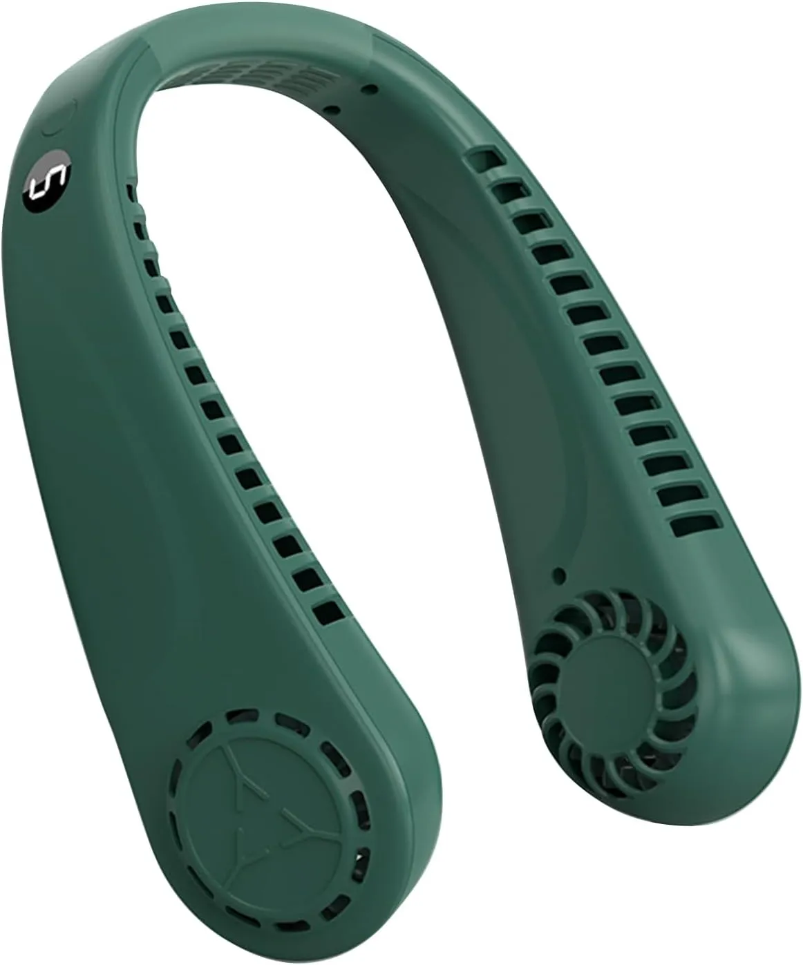 Portable Hands free Bladeless Hanging Neck Fans with Screen Display and 5 Speeds Levels, USB Rechargeable, 360 Cooling Wearable Personal Fan for Work Travel Sport Outdoor (Green) Neck fan for hands-free comfort
