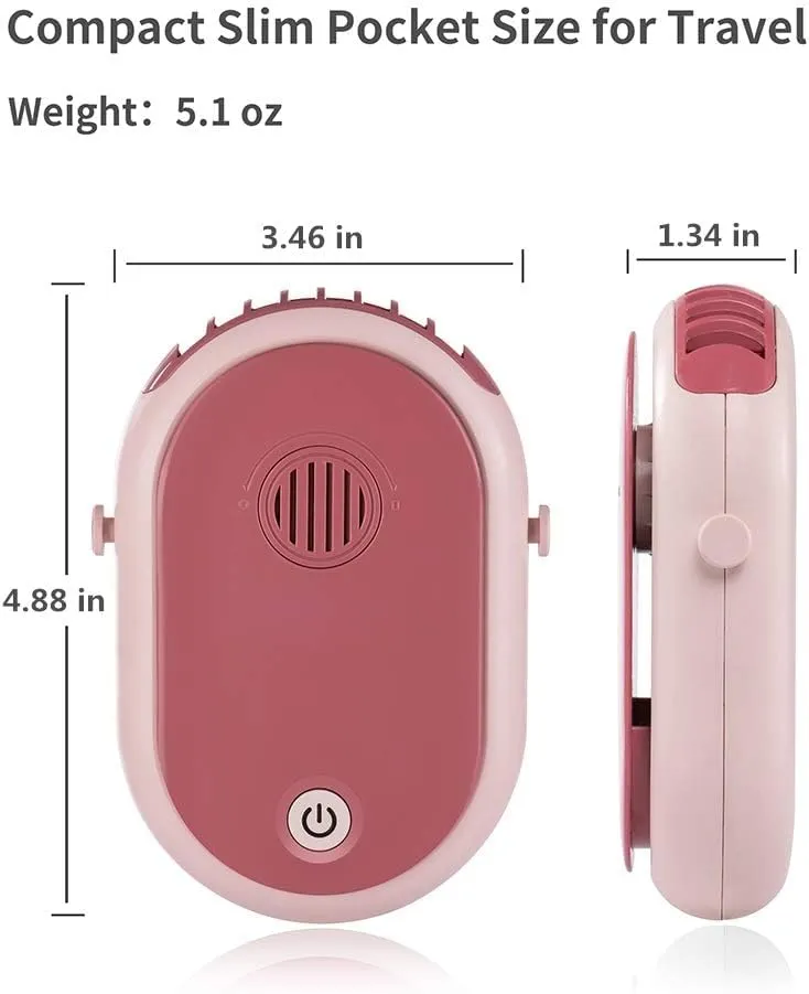 Portable Hanging Neck Fan Rechargeable Necklace Fan with Adjustable Lanyard 3 Speed Wearable Mini USB Personal Fan for Eyelash Women Kids Girls Men Outdoor Travel Camping Park (pink)