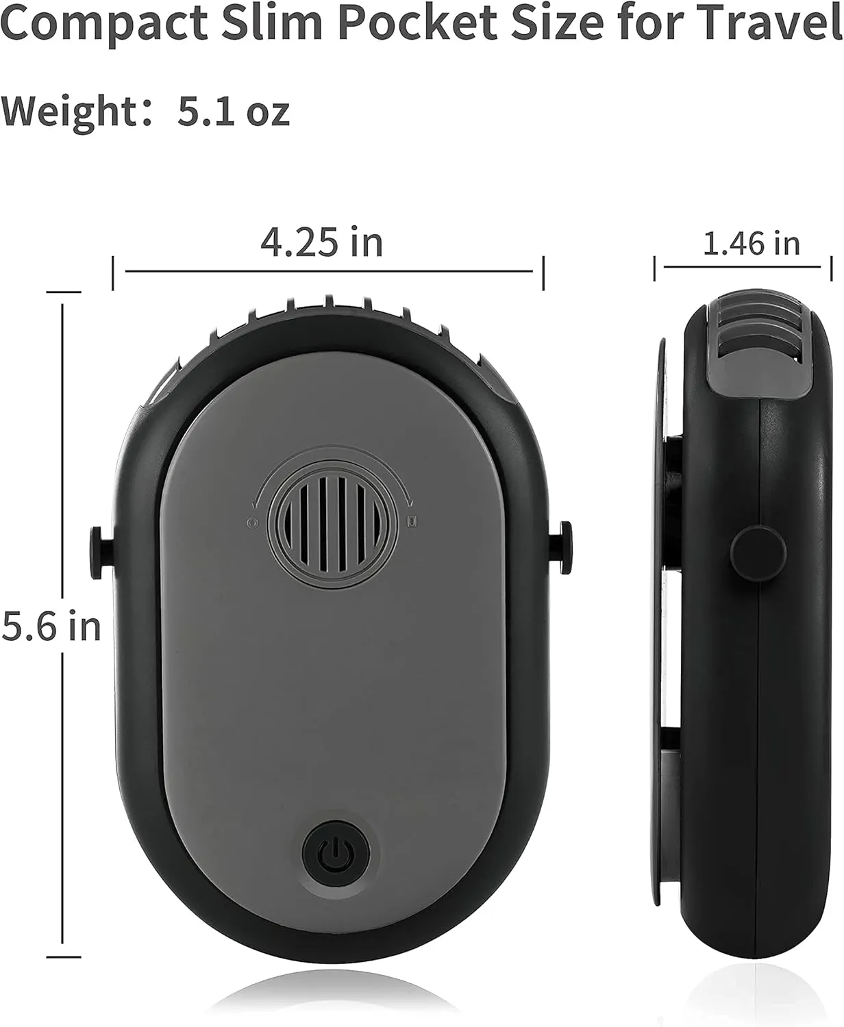Portable Hanging Neck Fan Wearable Personal Fan Battery Operated USB Rechargeable 3 Speed Mini Handheld Air Conditioning Cooling Refrigeration Necklace Fan for Women Eyelash Camping Outdoor (black)