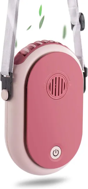Portable Hanging Neck Fan Wearable Personal Fan Battery Operated USB Rechargeable 3 Speed Mini Handheld Air Conditioning Cooling Refrigeration Necklace Fan for Women Eyelash Camping Outdoor (pink) Neck fan for hands-free comfort