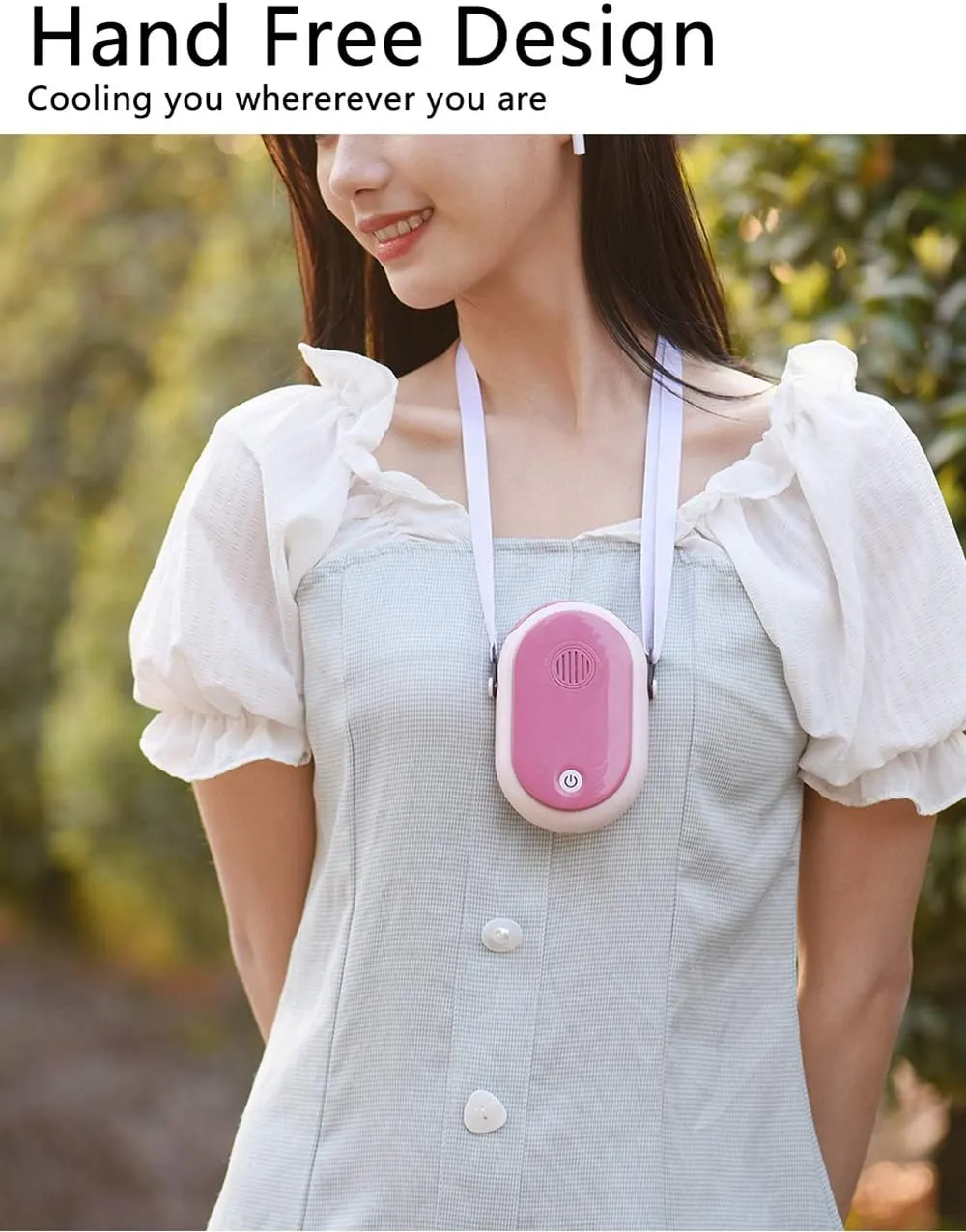 Portable Hanging Neck Fan Wearable Personal Fan Battery Operated USB Rechargeable 3 Speed Mini Handheld Air Conditioning Cooling Refrigeration Necklace Fan for Women Eyelash Camping Outdoor (pink)