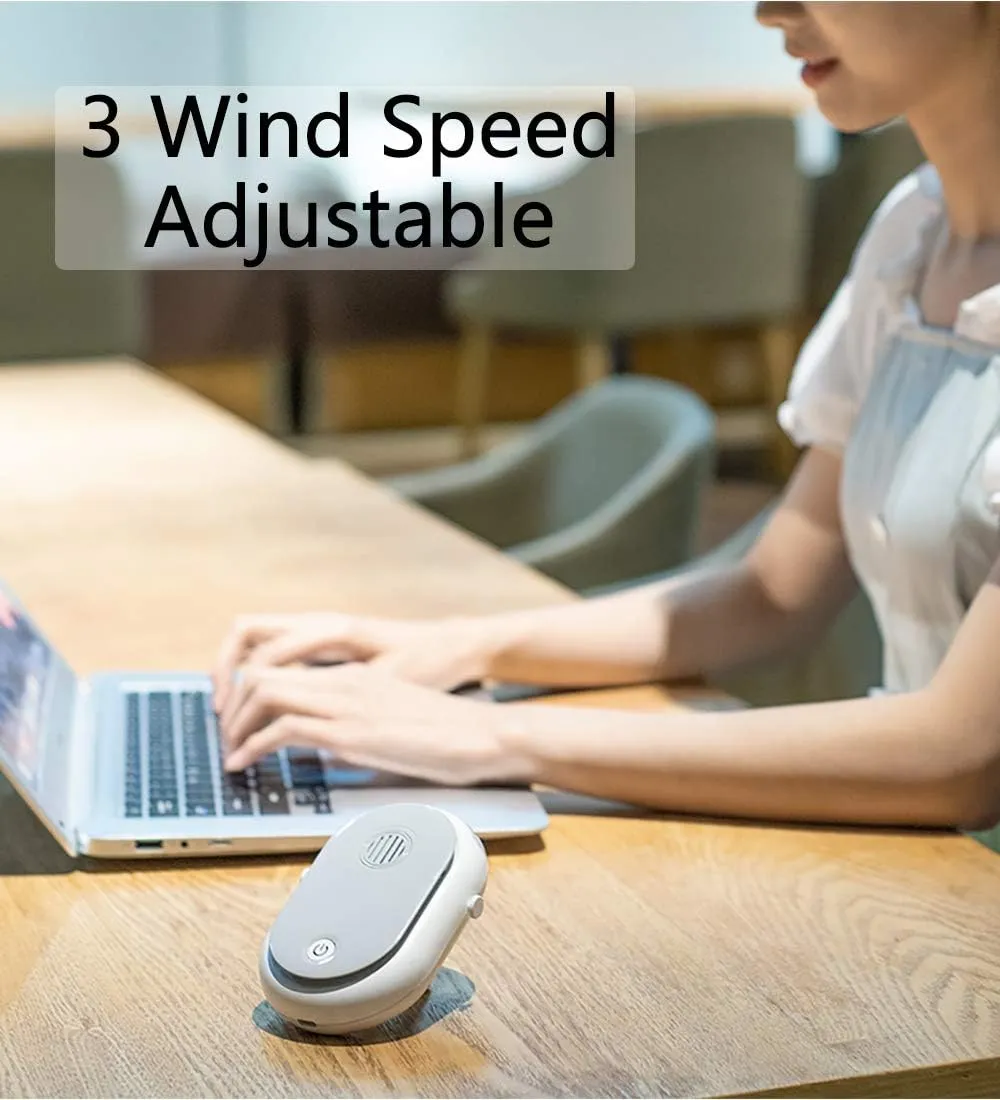 Portable Hanging Neck Fan Wearable Personal Fan Battery Operated USB Rechargeable 3 Speed Mini Handheld Air Conditioning Cooling Refrigeration Necklace Fan for Women Eyelash Camping Outdoor(White))