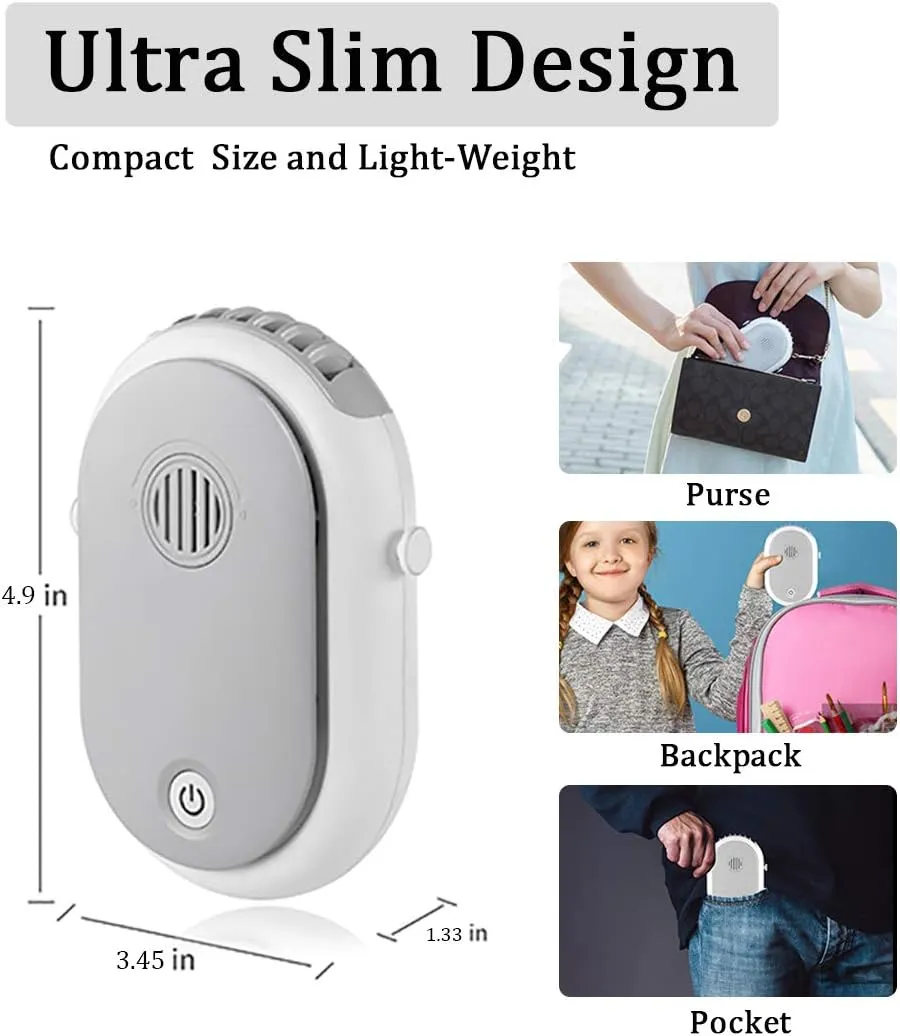 Portable Hanging Neck Fan Wearable Personal Fan Battery Operated USB Rechargeable 3 Speed Mini Handheld Air Conditioning Cooling Refrigeration Necklace Fan for Women Eyelash Camping Outdoor(White))