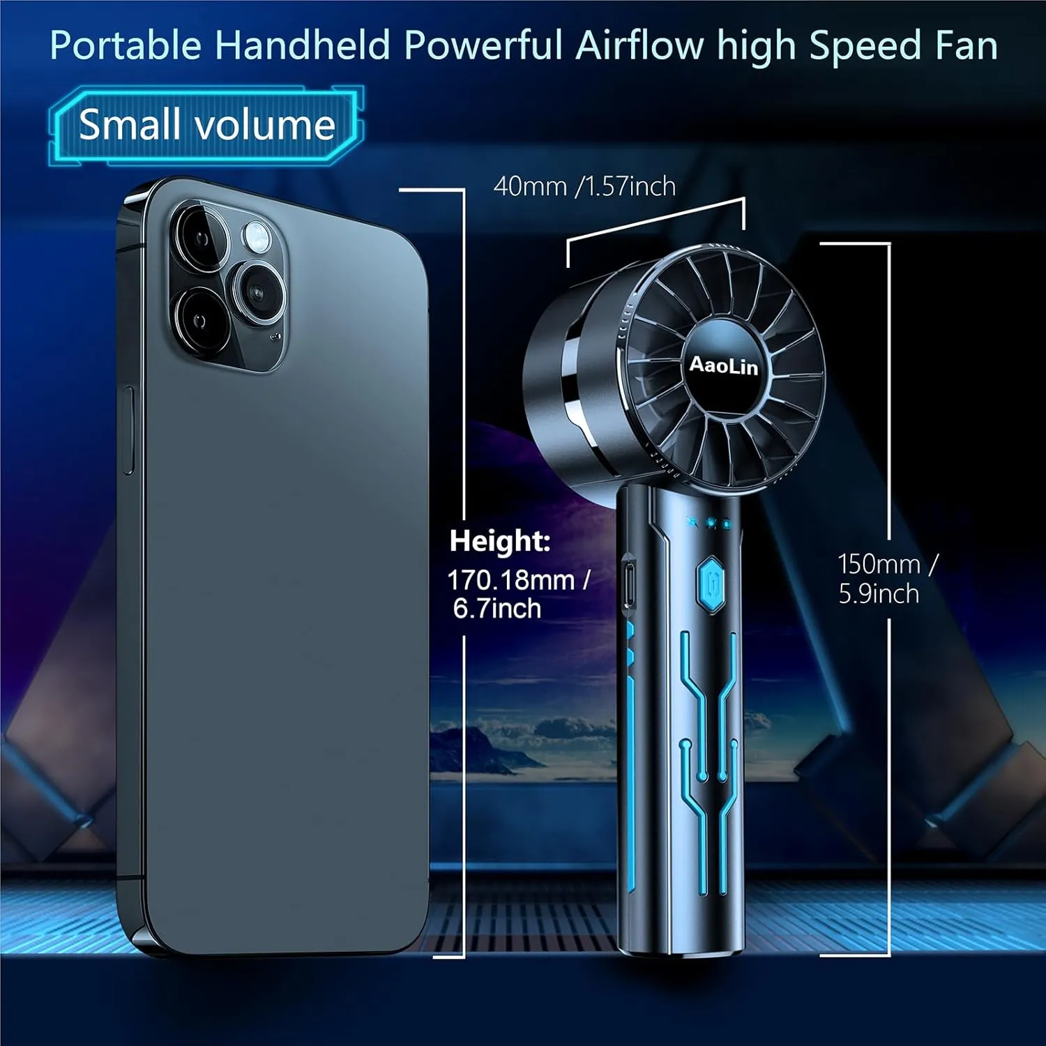 Portable High Speed Mini Handheld Fan, USB Rechargeable Neck Personal Mini Fan(7000 RPM high speed motor,Lasts 4-16 Hours) 4-speed powerful Wind Fans for Summer Outdoor Traveling,Gifts for Kids