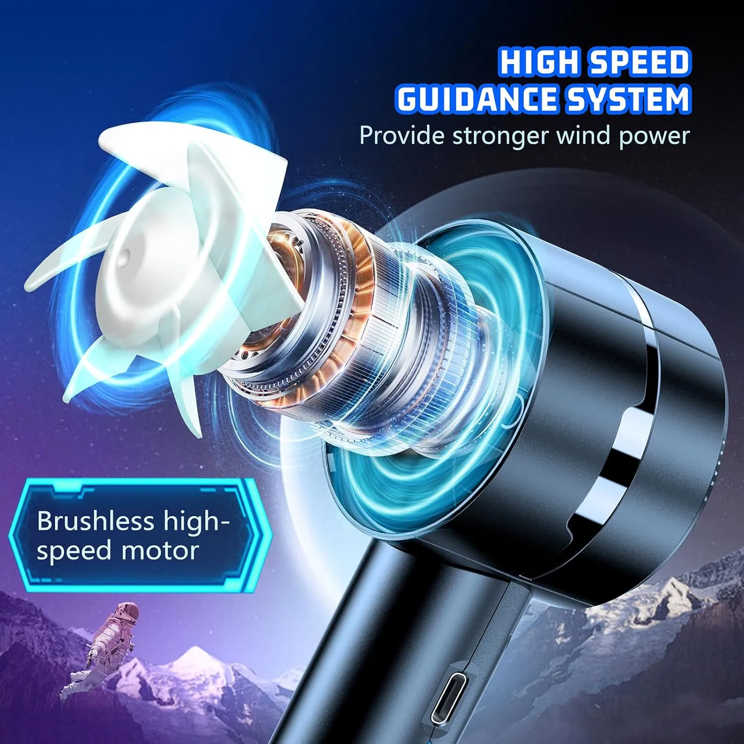 Portable High Speed Mini Handheld Fan, USB Rechargeable Neck Personal Mini Fan(7000 RPM high speed motor,Lasts 4-16 Hours) 4-speed powerful Wind Fans for Summer Outdoor Traveling,Gifts for Kids