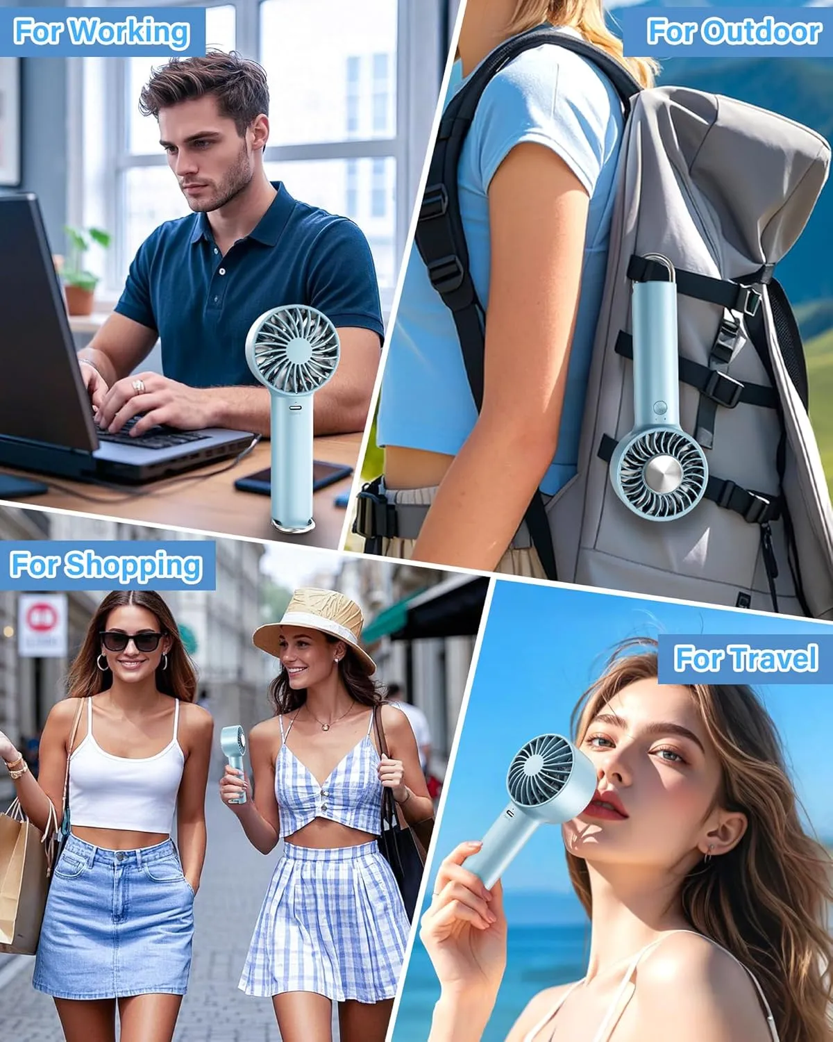 Portable Ice Cooling Handheld Fan with Semiconductor Cooling Plate, USB Rechargeable Personal Turbo Mini Hand Held Fan that Blow Cold Air, 5 Speeds Ice Cooler, Gift for Womens, Mens, Travel, Outdoor