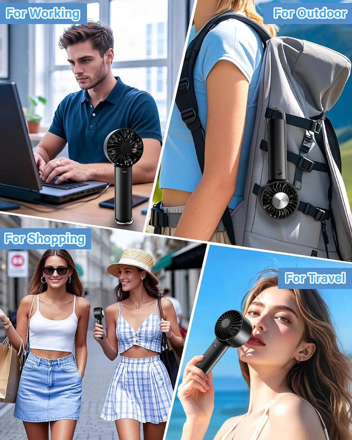 Portable Ice Cooling Handheld Fan with Semiconductor Cooling Plate, USB Rechargeable Personal Turbo Mini Hand Held Fan that Blow Cold Air, 5 Speeds Ice Cooler, Gift for Womens, Mens, Travel, Outdoor