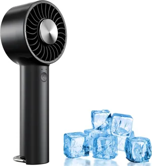 Portable Ice Cooling Handheld Fan with Semiconductor Cooling Plate, USB Rechargeable Personal Turbo Mini Hand Held Fan that Blow Cold Air, 5 Speeds Ice Cooler, Gift for Womens, Mens, Travel, Outdoor Rear-mounted fan for childrens safety