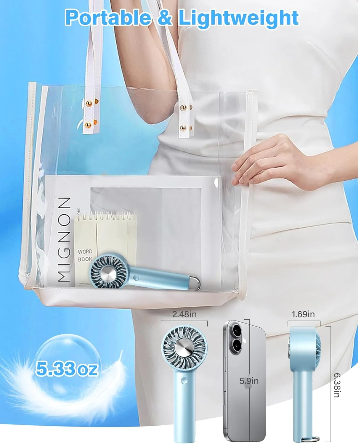 Portable Ice Cooling Handheld Fan with Semiconductor Cooling Plate, USB Rechargeable Personal Turbo Mini Hand Held Fan that Blow Cold Air, 5 Speeds Ice Cooler, Gift for Womens, Mens, Travel, Outdoor