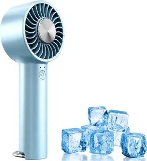 Portable Ice Cooling Handheld Fan with Semiconductor Cooling Plate, USB Rechargeable Personal Turbo Mini Hand Held Fan that Blow Cold Air, 5 Speeds Ice Cooler, Gift for Womens, Mens, Travel, Outdoor Rear-mounted fan for childrens safety
