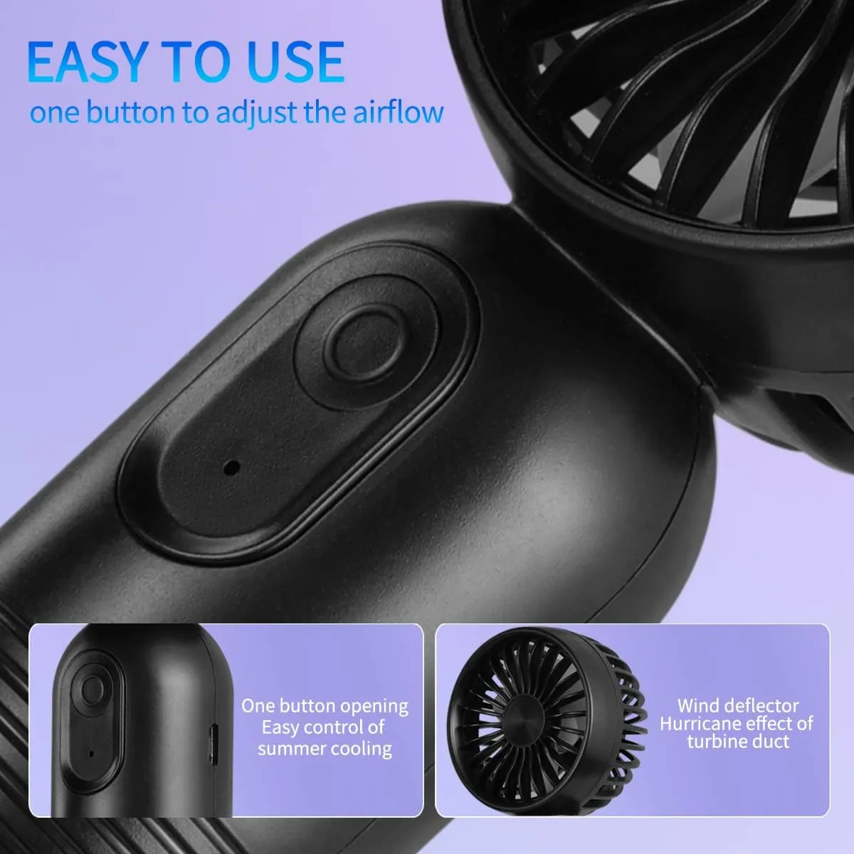 Portable Mini 3-pack Handheld Personal Small Fan with 3-speed for Travel, USB Rechargeable Battery Operated Eyelash Fan, Black
