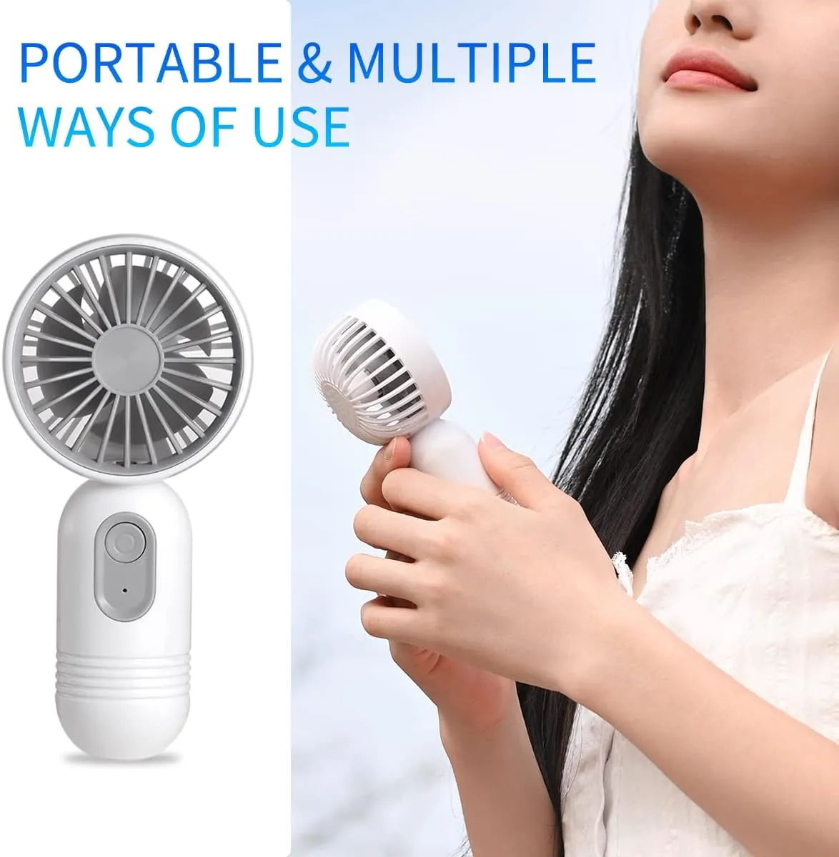 Portable Mini 3-pack Handheld Personal Small Fan with 3-speed for Travel, USB Rechargeable Battery Operated Eyelash Fan, Black