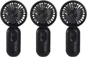 Portable Mini 3-pack Handheld Personal Small Fan with 3-speed for Travel, USB Rechargeable Battery Operated Eyelash Fan, Black Mini handheld fan for personal cooling