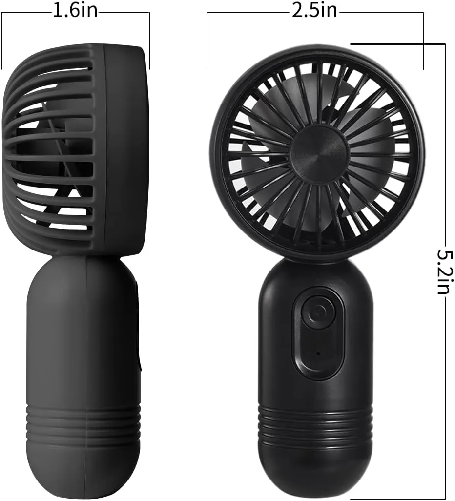 Portable Mini 3-pack Handheld Personal Small Fan with 3-speed for Travel, USB Rechargeable Battery Operated Eyelash Fan, Black