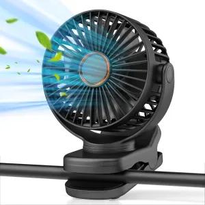 Portable Mini Clip on Fan, 3 Speed Rechargeable Small USB Desk Fan with Strong Airflow, Battery Operated Personal Fan, 360 Rotate Adjustable Table Fan for Office Home Golf Cart Tent Stroller 360-degree rotating fan for home use