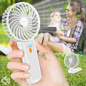 Portable Mini Fan - 3-in-1 Handheld/Desk/Neck Fan, 4 Speeds, 20H Quiet, Rechargeable Cooling Fan for Travel, Home, Office, Outdoor, Makeup - Ideal Gift for Women/Men, White Mini handheld fan for personal cooling