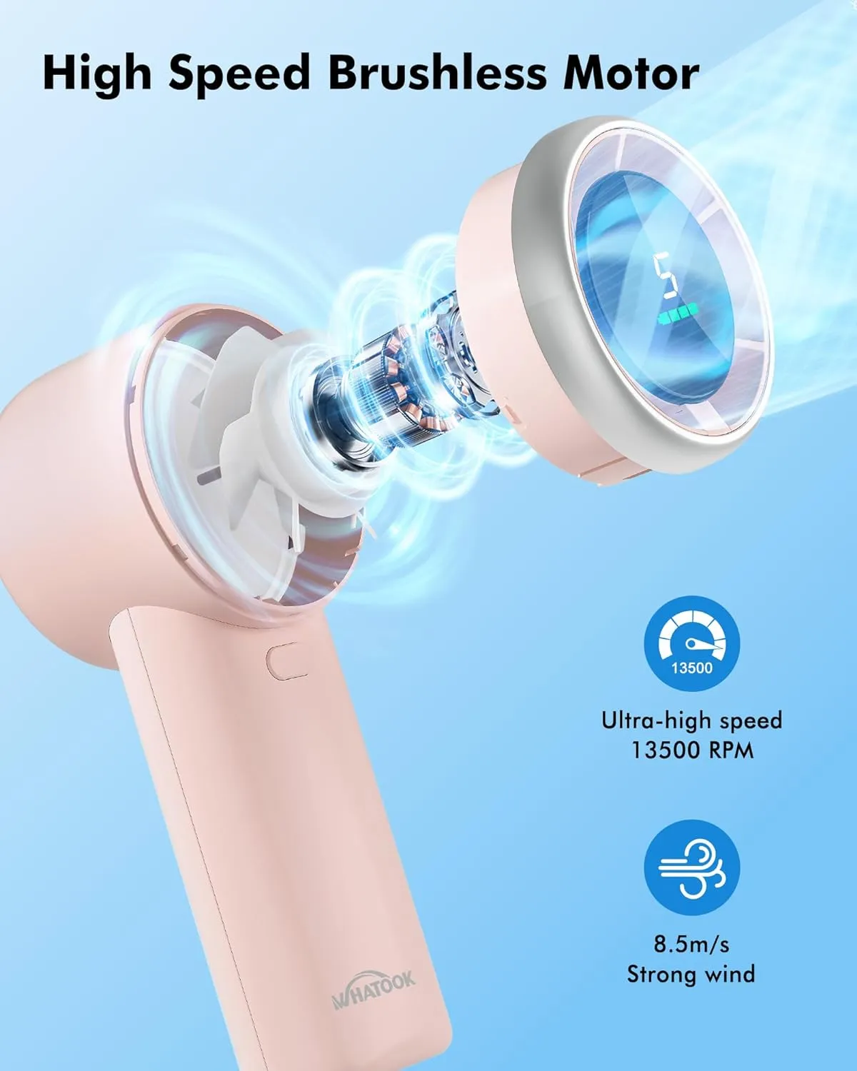 Portable Mini Fan: High Speed Cooling Fan, 10 Hours Battery Life, USB Rechargeable, Small Essentials for Women, Beach Travel, Vacation (Pink)