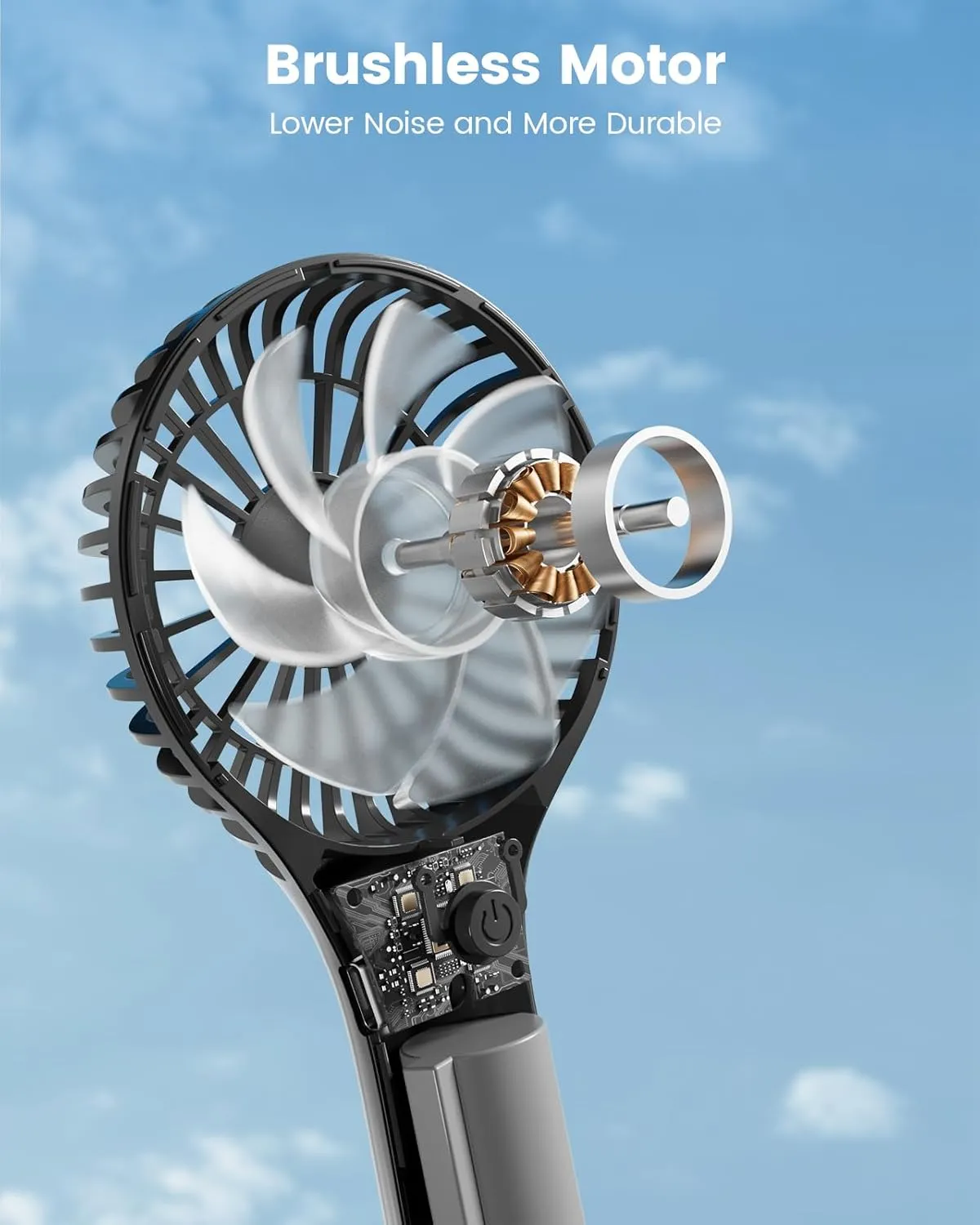 Portable Mini Fan - Powerful Personal Handheld Fan with 3 Speeds, Cute and Small, USB Rechargeable for Travel/Lash/Makeup/Outdoor/Home,Black