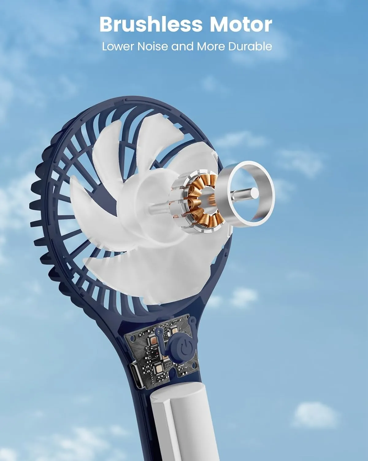 Portable Mini Fan - Powerful Personal Handheld Fan with 3 Speeds, Cute and Small, USB Rechargeable for Travel/Lash/Makeup/Outdoor/Home,Dark Blue