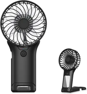 Portable Mini Fan with Mirror, USB Rechargeable, Pocket 4-Speed Cooling, Up to 15 Hours, Compact Handheld Fan for Travel/Summer/Concerts/Makeup, Ideal Gift for Women (Black) Mini handheld fan for personal cooling