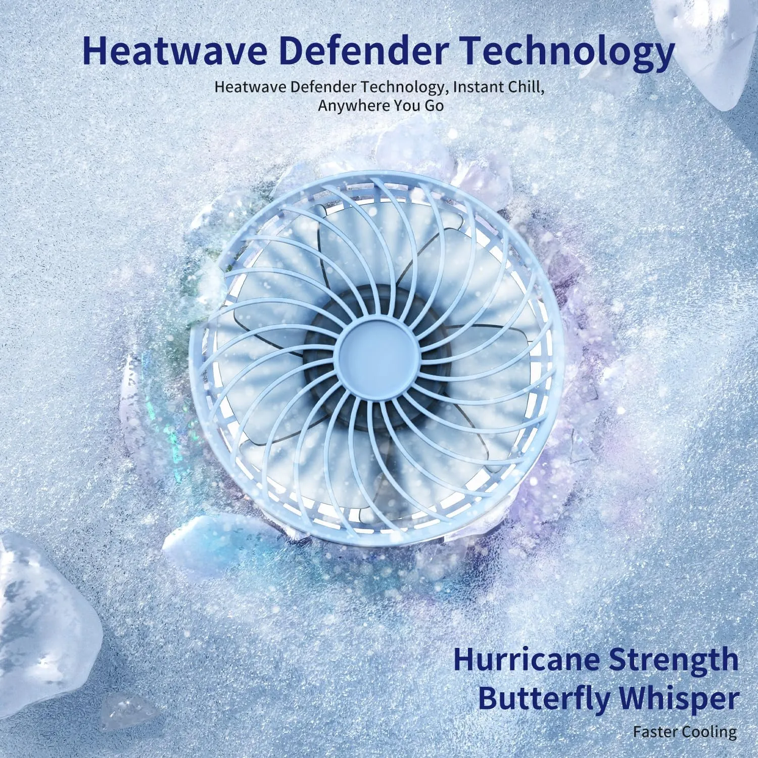 Portable Mini Fan with Mirror, USB Rechargeable, Pocket 4-Speed Cooling, Up to 15 Hours, Compact Handheld Fan for Travel/Summer/Concerts/Makeup, Summer Gift for Women (Blue)