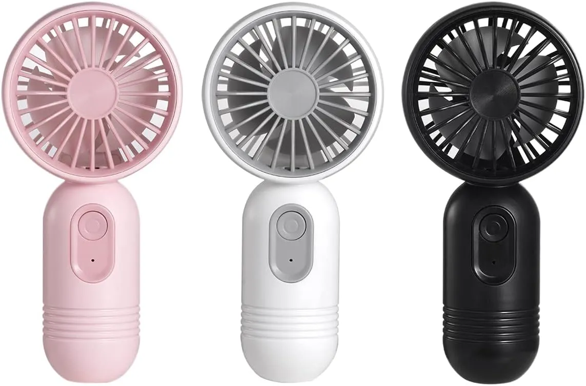 [Portable Mini Fans 3-pack] Handheld Personal Small Fan with 3-speed for Travel, USB Rechargeable Battery Operated Eyelash Fan, Black&White&Pink Mini handheld fan for personal cooling