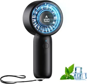 Portable Mini Handheld Fan - 5 Speeds, USB-C Rechargeable, Patented 3D Petal Airflow, Low Noise, 3-11H Runtime, LED Display, Lightweight Compact for Travel/Office/Home/Outdoor - Black Mini handheld fan for personal cooling