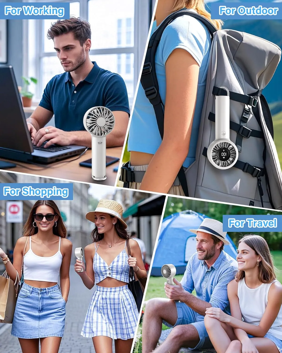 Portable Mini Handheld Fan Turbo, USB Rechargeable Electric High Speed Personal Hand Held Fan, 5 Speeds, LED Display, Battery Operated, Lightweight Small Size, Gift for Womens, Mens, Makeup, Travel