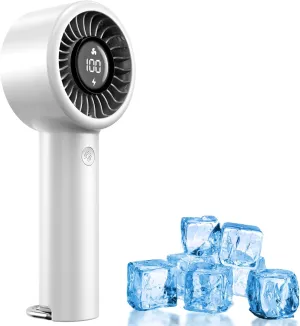 Portable Mini Handheld Fan Turbo, USB Rechargeable Electric High Speed Personal Hand Held Fan, 5 Speeds, LED Display, Battery Operated, Lightweight Small Size, Gift for Womens, Mens, Makeup, Travel Rear-mounted fan for childrens safety