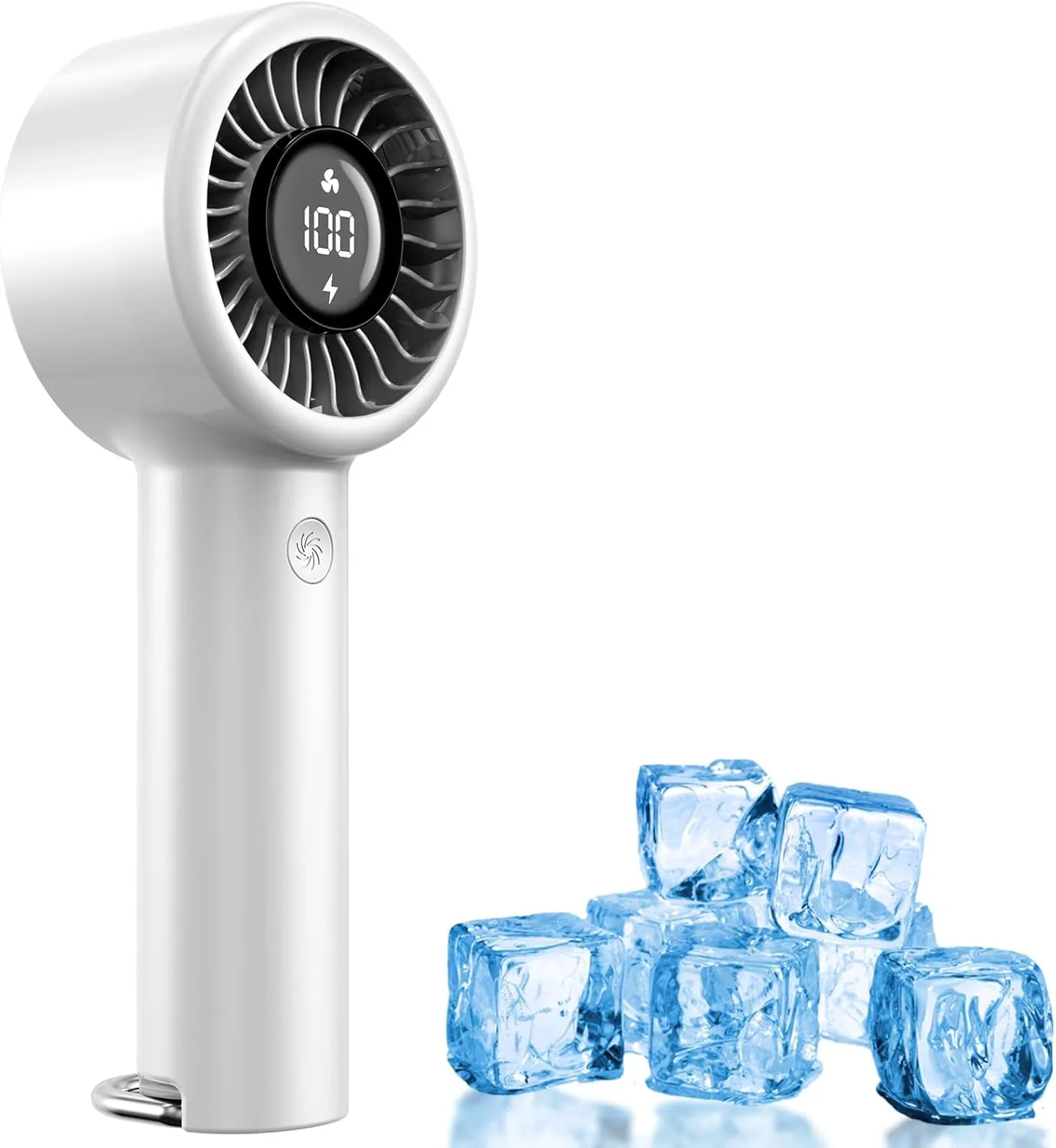 Portable Mini Handheld Fan Turbo, USB Rechargeable Electric High Speed Personal Hand Held Fan, 5 Speeds, LED Display, Battery Operated, Lightweight Small Size, Gift for Womens, Mens, Makeup, Travel Rear-mounted fan for childrens safety