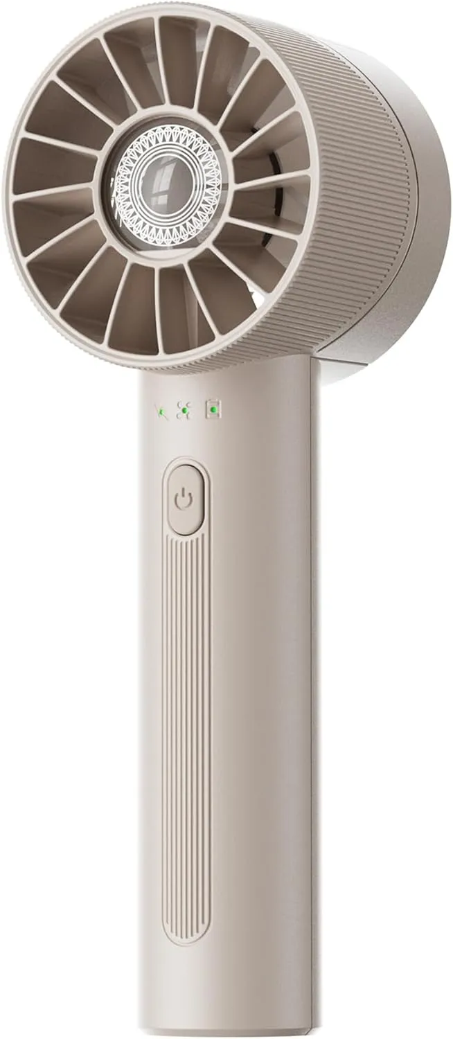Portable Mini Handheld Turbo Fan, 4 Speed High Velocity Personal Cooling Device [Max 16H], Rechargeable Purse Travel Essential for Vacation/Beach/Trip - Beige Mini handheld fan for personal cooling