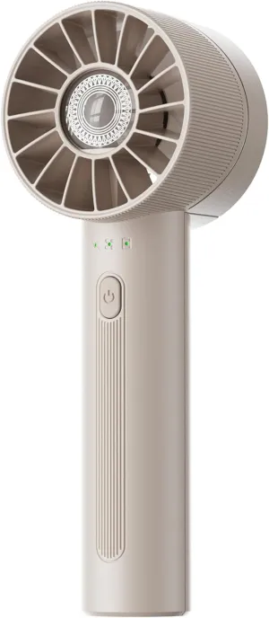 Portable Mini Handheld Turbo Fan, 4 Speed High Velocity Personal Cooling Device [Max 16H], Rechargeable Purse Travel Essential for Vacation/Beach/Trip - Beige Mini handheld fan for personal cooling
