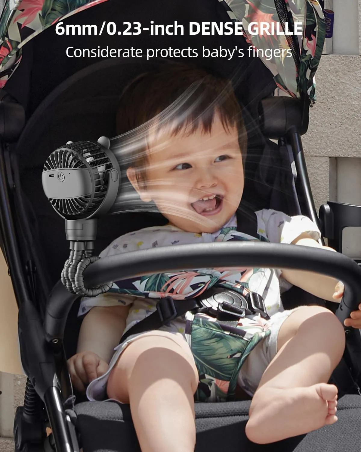 Portable Mini Stroller Fan, Battery Operated Small Clip on Fan, Detachable Flexible Tripod Baby Fan with 3 Speed, Rechargeable Personal Fan for Car Seat Crib Treadmill Travel