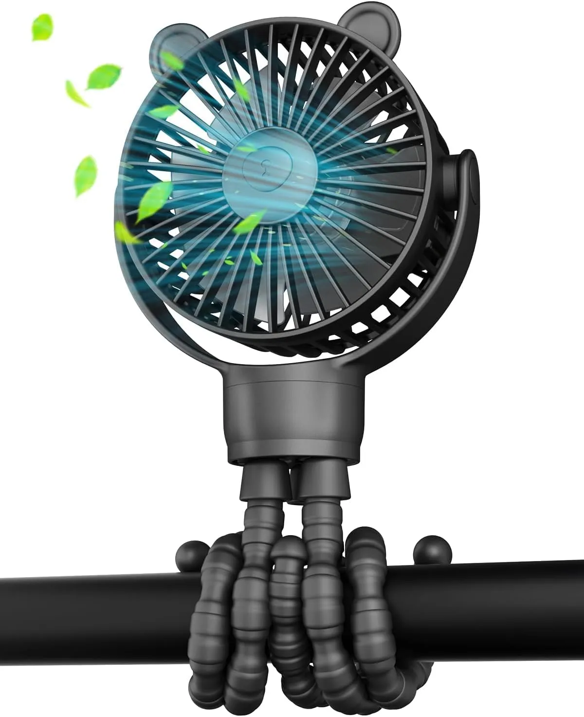 Portable Mini Stroller Fan, Battery Operated Small Clip on Fan, Detachable Flexible Tripod Baby Fan with 3 Speed, Rechargeable Personal Fan for Car Seat Crib Treadmill Travel Rear-mounted fan for childrens safety