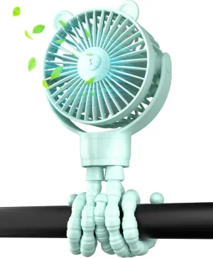 Portable Mini Stroller Fan, Battery Operated Small Clip on Fan, Detachable Flexible Tripod Baby Fan with 3 Speed, Rechargeable Personal Fan for Car Seat Crib Treadmill Travel Rear-mounted fan for childrens safety