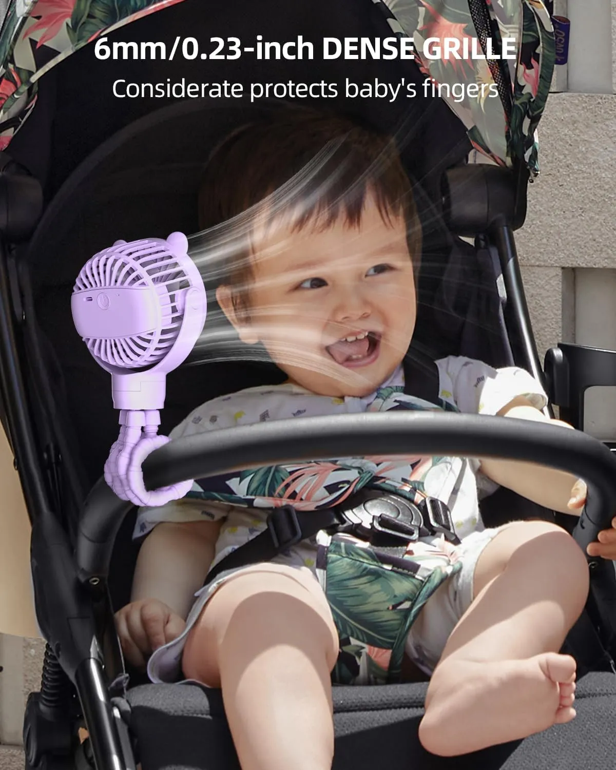 Portable Mini Stroller Fan, Battery Operated Small Clip on Fan, Detachable Flexible Tripod Baby Fan with 3 Speed, Rechargeable Personal Fan for Car Seat Crib Treadmill Travel