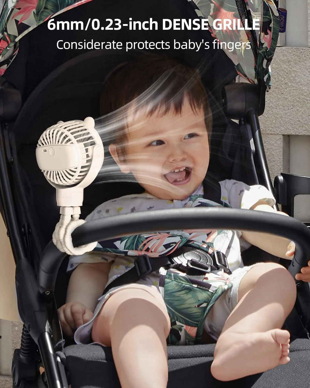 Portable Mini Stroller Fan, Battery Operated Small Clip on Fan, Detachable Flexible Tripod Baby Fan with 3 Speed, Rechargeable Personal Fan for Car Seat Crib Treadmill Travel