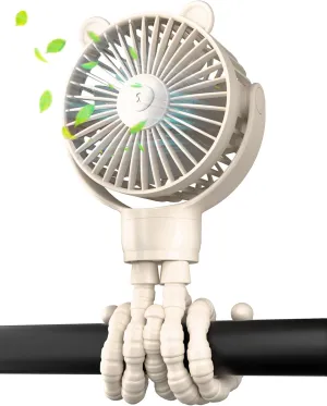 Portable Mini Stroller Fan, Battery Operated Small Clip on Fan, Detachable Flexible Tripod Baby Fan with 3 Speed, Rechargeable Personal Fan for Car Seat Crib Treadmill Travel Rear-mounted fan for childrens safety