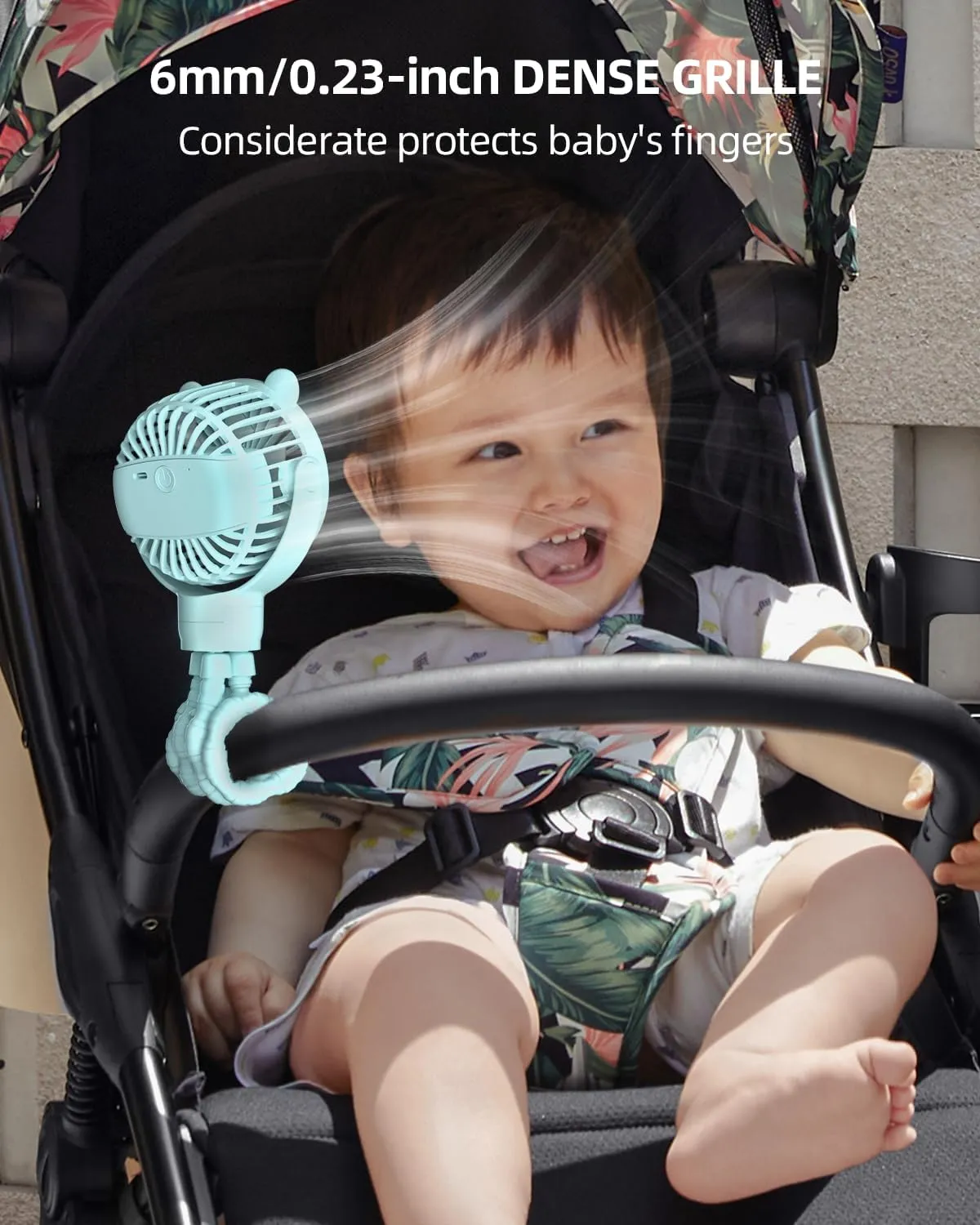 Portable Mini Stroller Fan, Battery Operated Small Clip on Fan, Detachable Flexible Tripod Baby Fan with 3 Speed, Rechargeable Personal Fan for Car Seat Crib Treadmill Travel