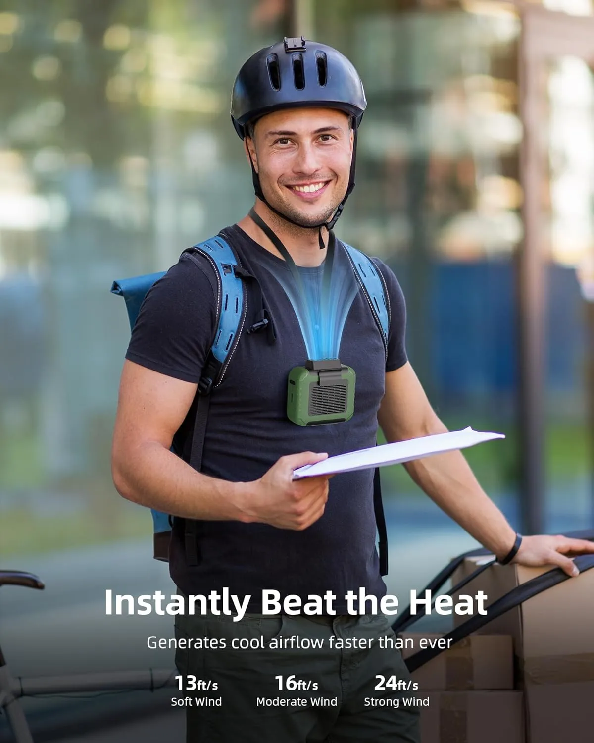 Portable Mini Waist Fan Rechargeable with 23H Working Time, 6200 RPM Strong Airflow, 3 Speed Levels, Belt Shirt Fan Clip on Waist Portable Cooling device for Blue Collar,Outdoor Working,Jobsite