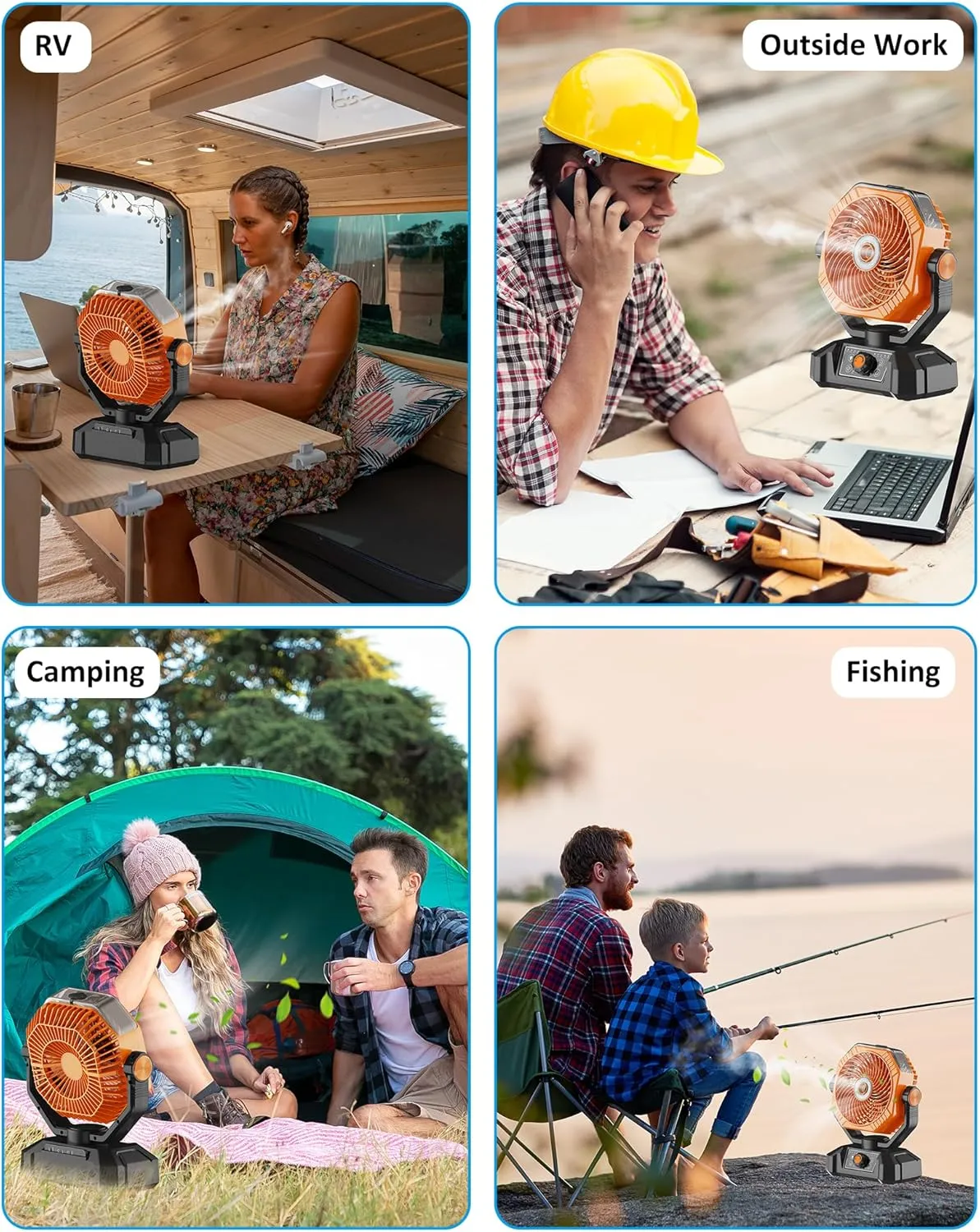 Portable Misting Fan, 10000mAh Battery Operated Rechargeable Cooling Fans for Outside, Outdoor Water Mister with 2 Mist Modes, Remote, Timer, Light, Camping Fan for Travel, Patios, Tent