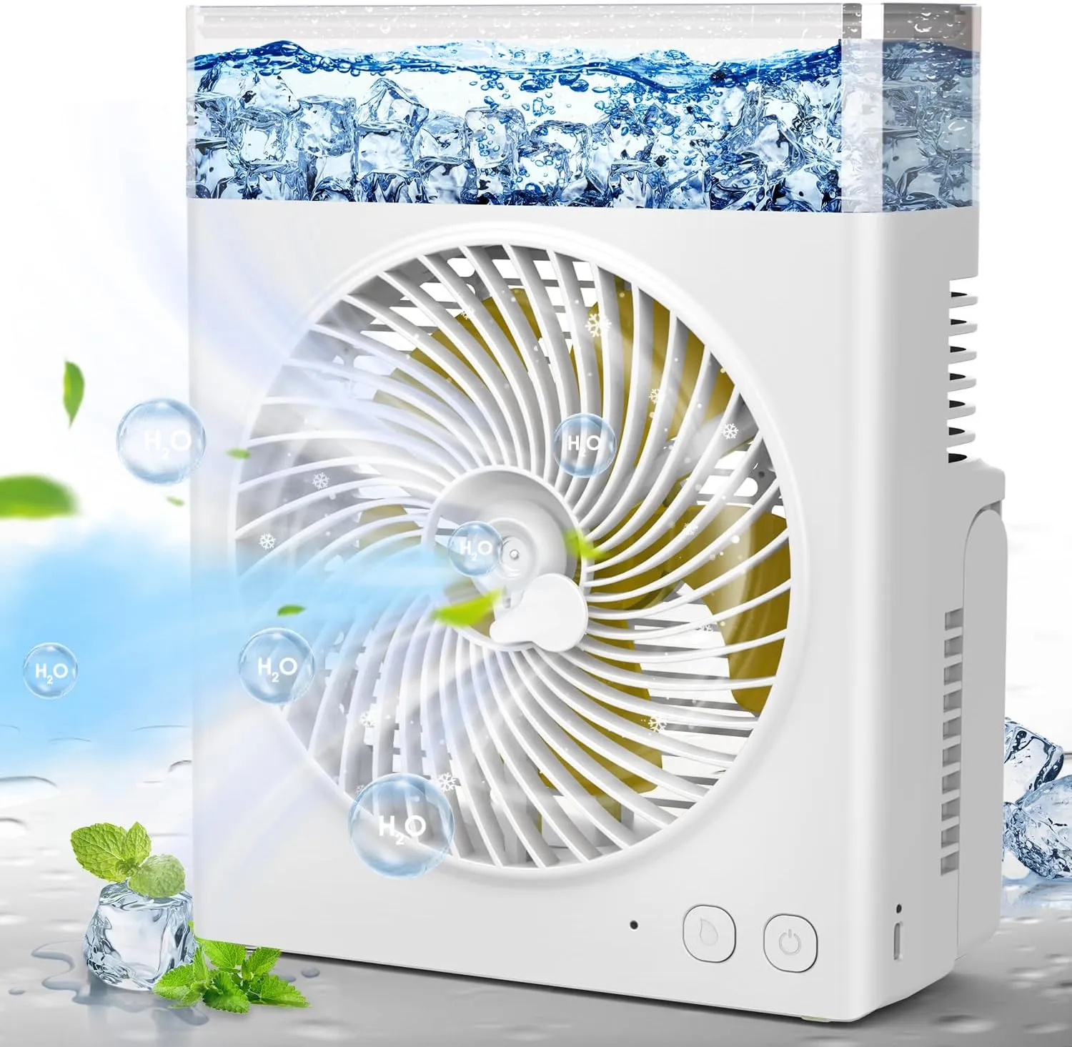 Portable Misting Fan, 8000mAh 8-Inch Rechargeable Water Cooling Mist Fan with 600mL Water Tank, Quiet USB Battery Powered, Perfect for Camping Home Outside Office Travel Solar-powered car fan for ventilation