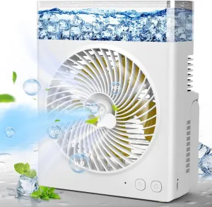Portable Misting Fan, 8000mAh 8-Inch Rechargeable Water Cooling Mist Fan with 600mL Water Tank, Quiet USB Battery Powered, Perfect for Camping Home Outside Office Travel Solar-powered car fan for ventilation