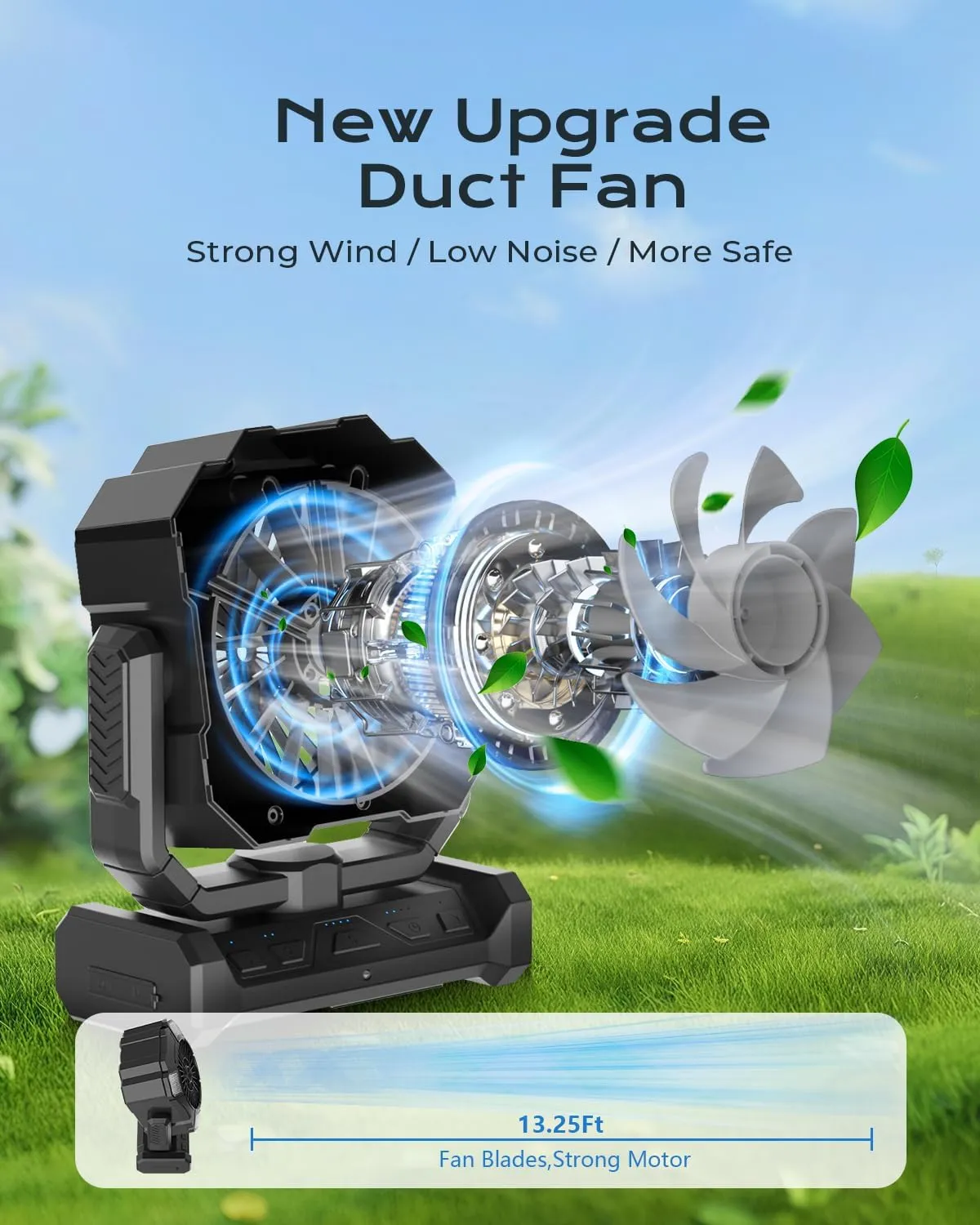 Portable Misting Fan, Camping Fans with Remote, 24000mAh Rechargeable Battery Cooling Fan for Outdoors Patios, Rechargeable Fans 270 Adjustable, Hanging & Lighting for Outdoor Indoor cooling