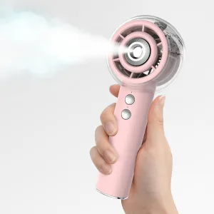 Portable Misting Fan, Handheld Turbo Fan with Mist, 6000mAh Battery Rechargeable Personal Fans Mister 4-Speed, 25ml Water Spray Tank, Gifts for Women Men Home Office Travel Outdoor Camping Battery-powered portable fan