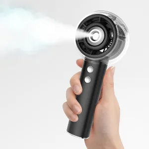 Portable Misting Fan, Handheld Turbo Fan with Mist, 6000mAh Battery Rechargeable Personal Fans Mister 4-Speed, 25ml Water Spray Tank, Gifts for Women Men Home Office Travel Outdoor Camping Battery-powered portable fan